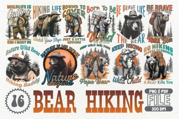 Bear Hiking T-Shirt Designs: Your Adventure-Ready Bundle