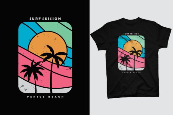 Catch the Wave: Surfing Venice Beach T-Shirt Design Assets