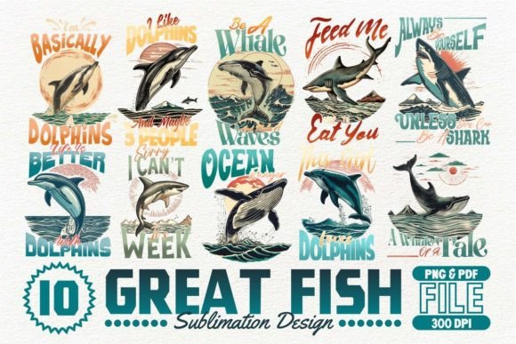 Great Fish T-shirt Design Bundle: Your Ultimate Print-Ready Asset